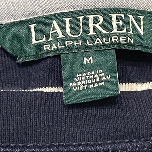 Lauren Ralph Lauren Blue/White Nautical Button Adored Sleeves Ladies Size M Top - Picture 5 of 6
